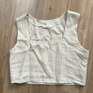 Beige Linen squareneck tank
